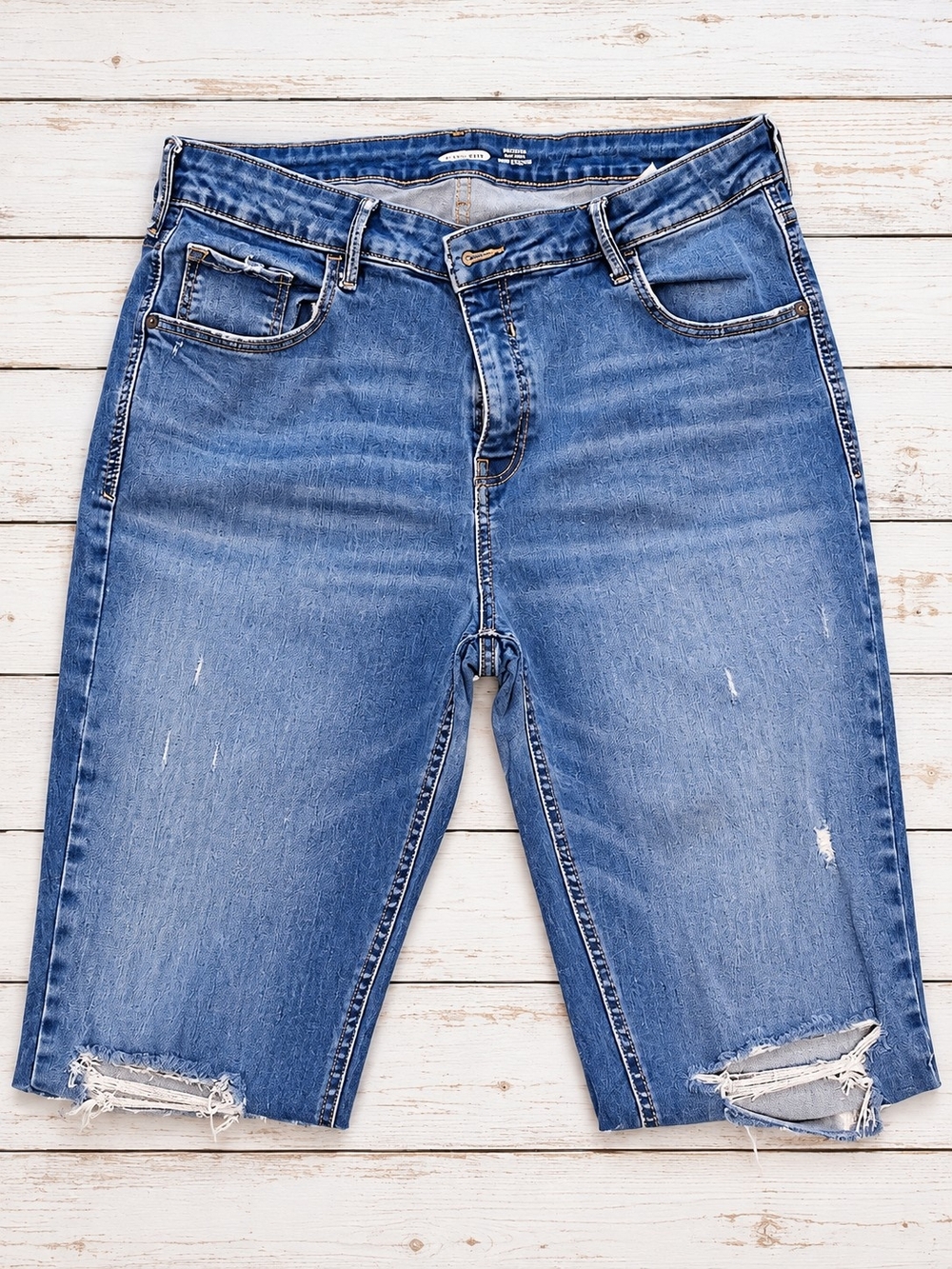 Womens Blue Distressed Denim Jeans